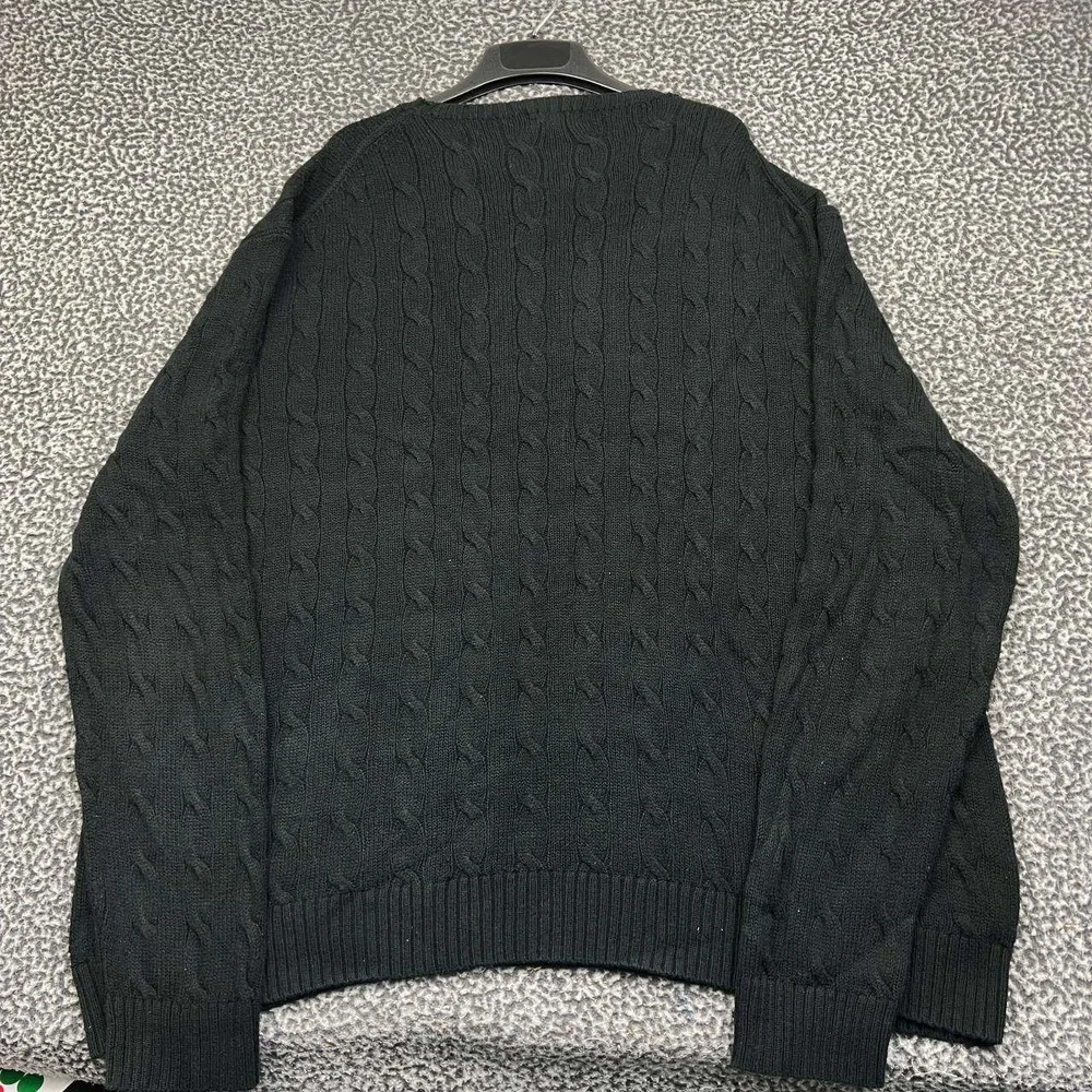 Polo Ralph Lauren Sweater Men 3XB Black Cable Knit Cotton Crewneck Long Sleeve